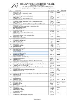 Zodley MRP List - 01 - Zodley Pharmaceuticals Private Limited